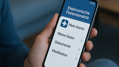 Person hält Handy mit geöffneter ePA-App