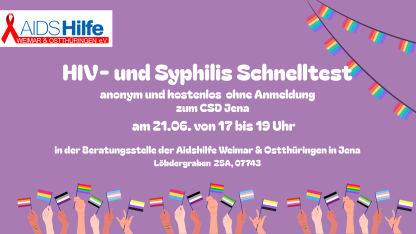 Testangebot am 21. Juni 17-19 Uhr in der Beratungsstelle Jena