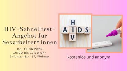 HIV- und Syphilis Schnelltestangebot (anonym und kostenlos) am 19.06. 10:00 bis 11:30